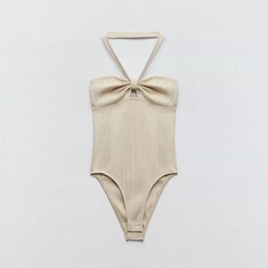 Zara Cream Halter Bodysuit